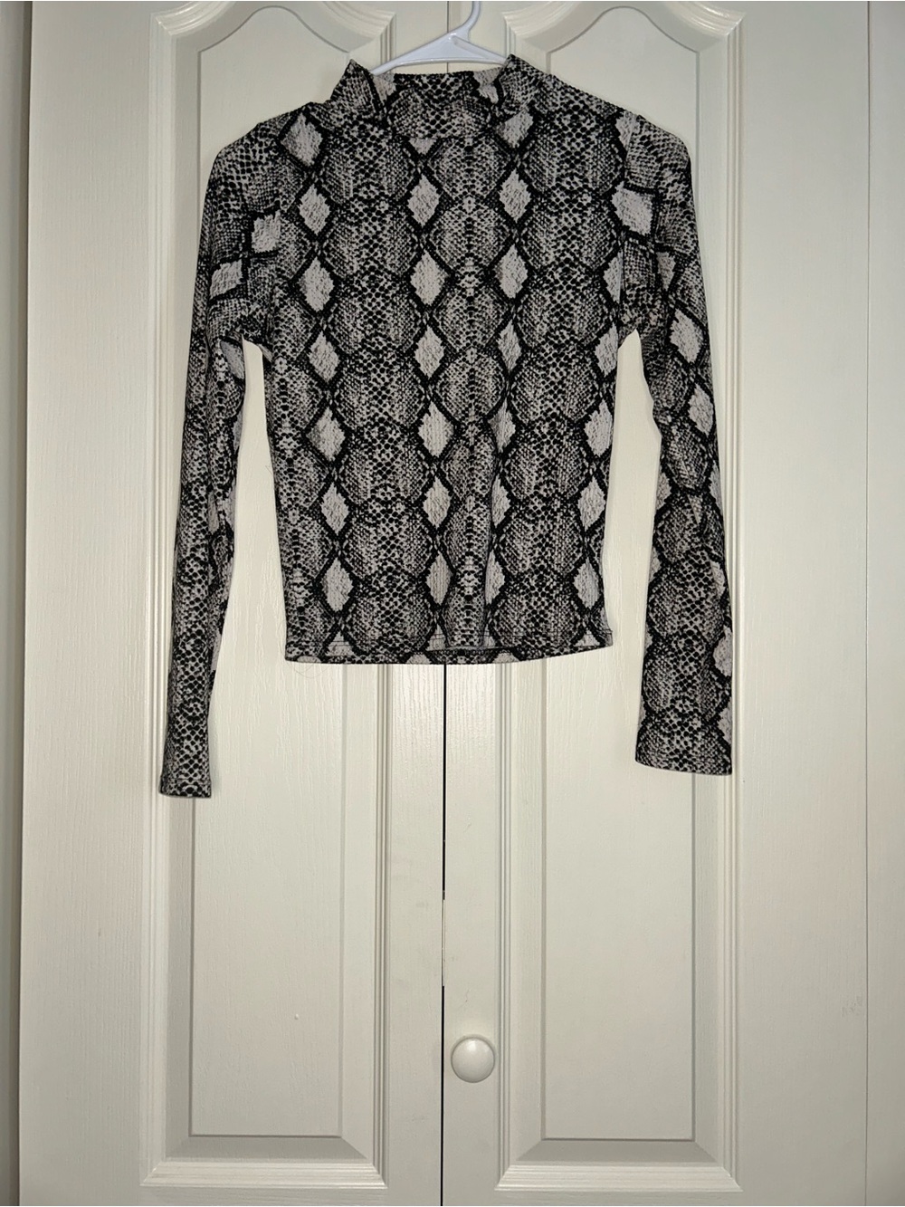 Caution to the Wind Snakeskin Long Sleeve Mockneck Top